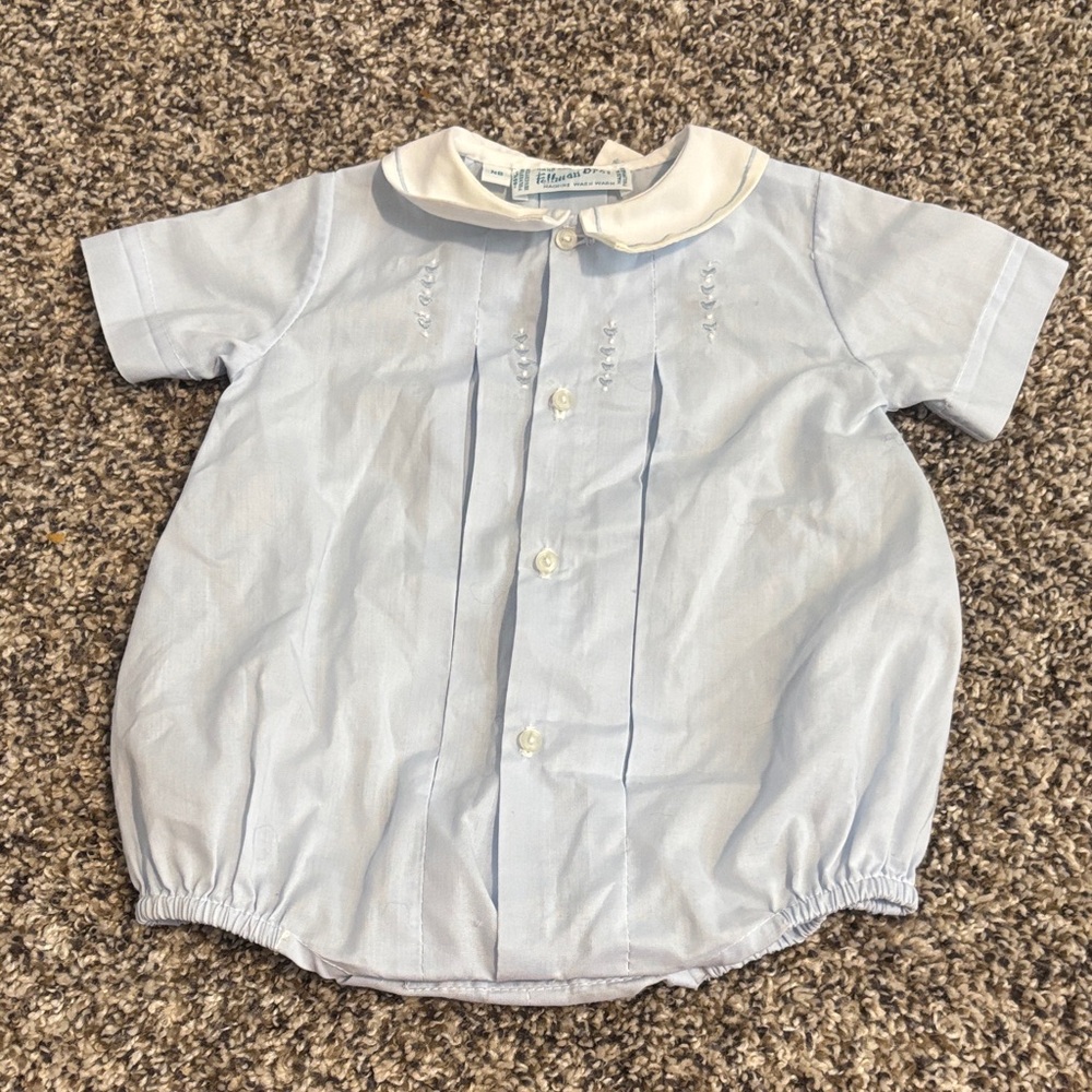 Classic Light Blue Baby One-Piece with Peter Pan Collar